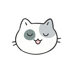 vector gray cat head flat design