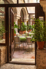 Kotor, Montenegro street in old town and cafe