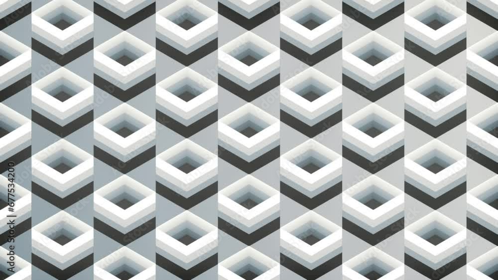 Leinwandbilder abstract loop animation of a group of black and white squares. 3d rendering 4k