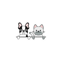 vector cats and dogs facing forward flat design