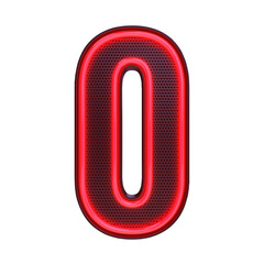 Number 0, Alphabet. Neon retro 3d number isolated on transparent background. 3d illustration. Png