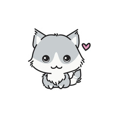 Fototapeta premium vector gray kitten flat design