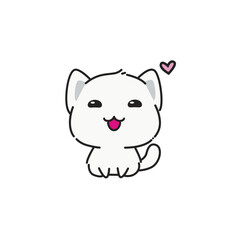 Obraz na płótnie Canvas vector white kitten flat design