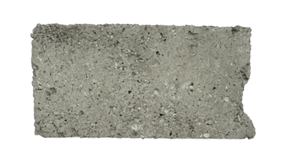 Concrete fragment of rectangular shape isolated on white background.