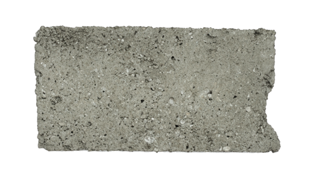 Concrete fragment of rectangular shape isolated on white background.