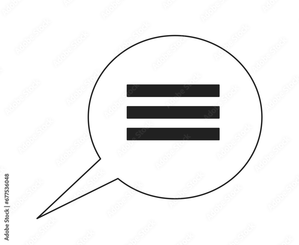 Poster speech cloud text black and white 2d cartoon object. message announcement, dialog box isolated vecto
