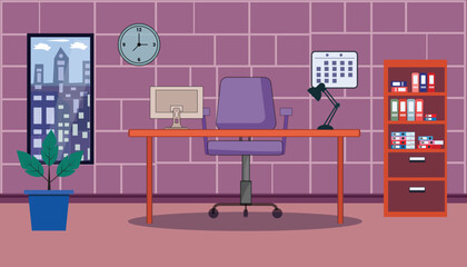 Office  Vectors Illustration design, office cabinet., school, chairs, bookcase, cartoon , vectors Illustration design,
