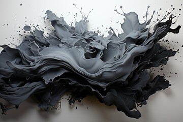 Splash of black liquid on light background. - obrazy, fototapety, plakaty