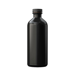 Black leather covered bottle isolated on transparent background
