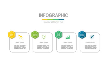 infographic elements  template, business concept with, 4 steps,  multi color rectangle shape design for workflow layout, diagram, annual report, web design.Creative banner, label vector