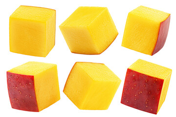 Mango cube isolated on white background, full depth of field