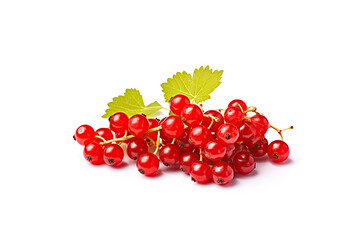 Red currant bunch isolated, Redcurrant pile, ripe red currant berries group on white background
