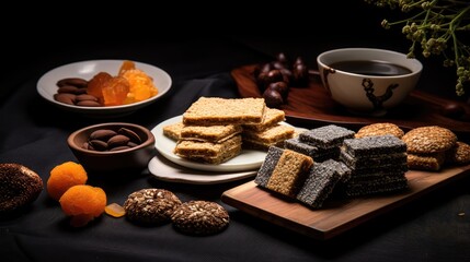 Obraz na płótnie Canvas Sesame Snack, Sweet Cereal Breakfast, Honey Seed Cracker, Sesame Candy Bar