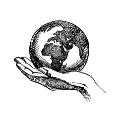Sketch ecology vintage background. Hand drawn vector illustration	