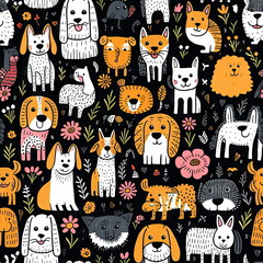 seamless pattern of Dog Doodle