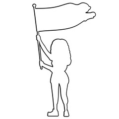 woman waving a flag outline