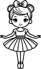 Cute ballerina silhouette icon in black color. Vector template.
