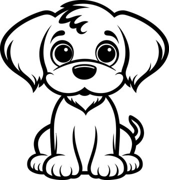 Cute little dog silhouette icon in black color. Vector template.