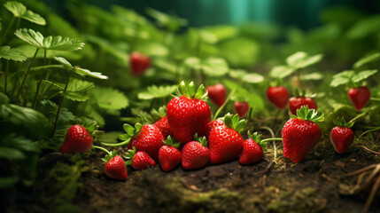 Strawberries the grass.