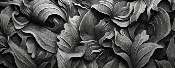 Dramatic Monochrome Leaves with Elegant Vein Patterns and Textures