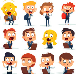 Emoticons or illustrations showing different emotions related to school life