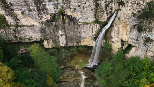 Waterfall between the rocks. Artazul ravine. Navarre