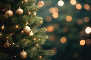 Obraz na płótnie Canvas Close-up view of Christmas tree background christmas festival