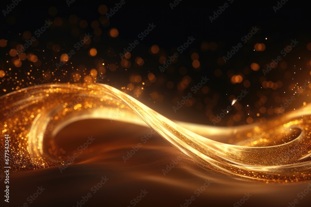 Aufkleber digital gold particle wave abstract background