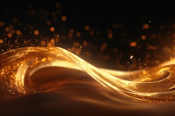 Fototapeta na wymiar Digital Gold Particle Wave Abstract Background