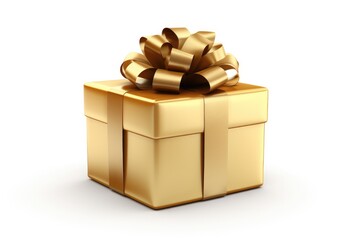 Naklejka premium Gold Gift Bow Isolated On White Background