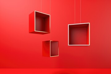 Three Boxes On A Red Background