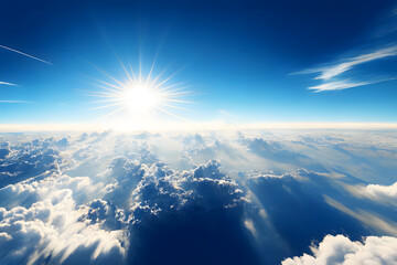 blue sky with clouds from above 