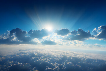 blue sky with clouds from above 