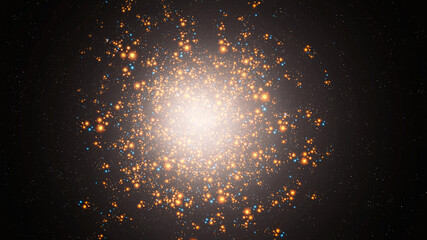 Globular star cluster in outer space. A bright constellation in our galaxy.