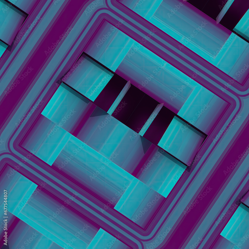 Aufkleber 3d rendering digital illustration of a pattern of squares. Abstract background