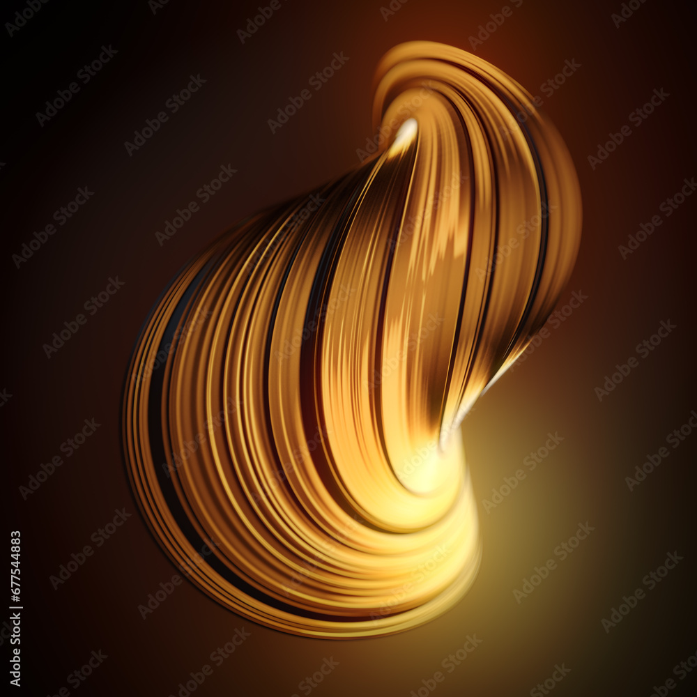 Poster Bright and luxurious design with gold twisted shape. Modern background. 3d rendering digital illustration