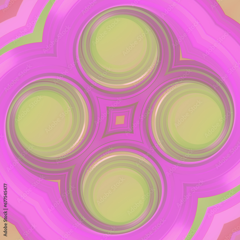 Aufkleber Colorful abstract design of a series of circles, each in a different color. 3d rendering digital illustration