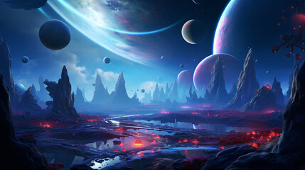 the extraterrestrial beauty of an alien planet. Generative ai.