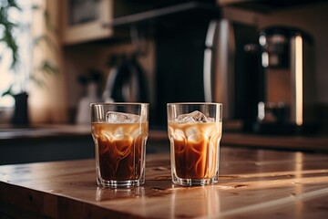 Caffeine Harmony: Various Coffee Drinks on Kitchen Counter