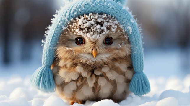 snowy owl in winter HD 8K wallpaper Stock Photographic Image