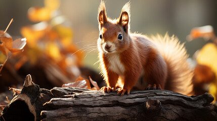 red squirrel in the park HD 8K wallpaper Stock Photographic Image