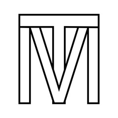 Logo sign mt tm icon double letters logotype m t