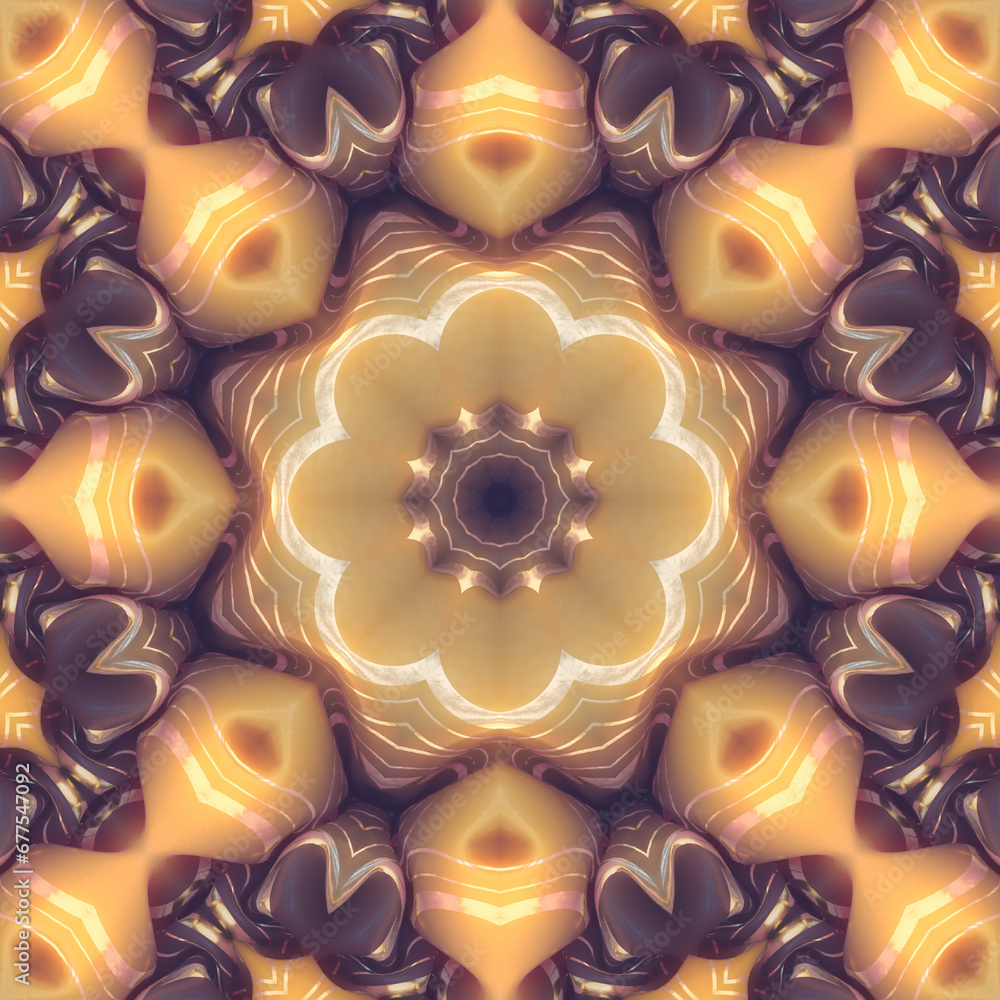 Aufkleber Colorful and intricate illustration with a golden circle pattern on an inflatable surface. 3d rendering