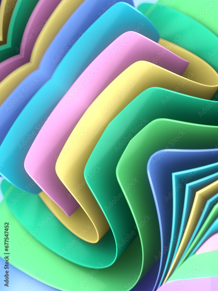 Poster A bright and attractive composition of a colorful stack of paper. 3d rendering illustration background