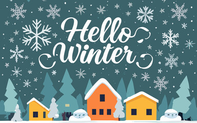 Free vector hello winter background - obrazy, fototapety, plakaty