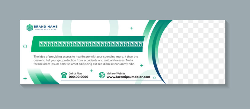 affordable accress to healthcare banner design web template, Horizontal header page. blue green element colors. photo space, cover background for website, Social Media ads, flyer, invitation card