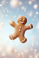 Fototapeta na wymiar flying gingerbread man, bright Christmas mood