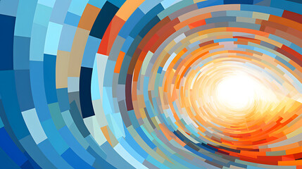 Colorful abstract fractal illustration on blue and orange colors