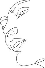 Continuous line drawing of Portrait of a Beautiful Woman's face. The Concept of Skin Beauty Care for young female models. Fashion beauty model with a white background. Vector