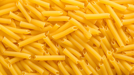 Top view photo of raw yellow pasta noodles. Food background